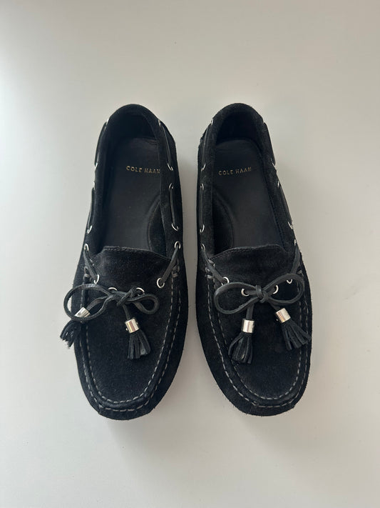 Cole Haan Black Suede Driving Loafers | Size 6