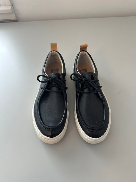 Clarks Originals Priddy Walla Black Leather Lace Up Shoes | Size 6