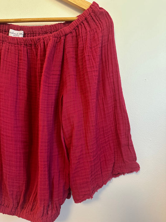 Michael Stars Isabel Cotton Convertible Top in Dark Pink | Size Small