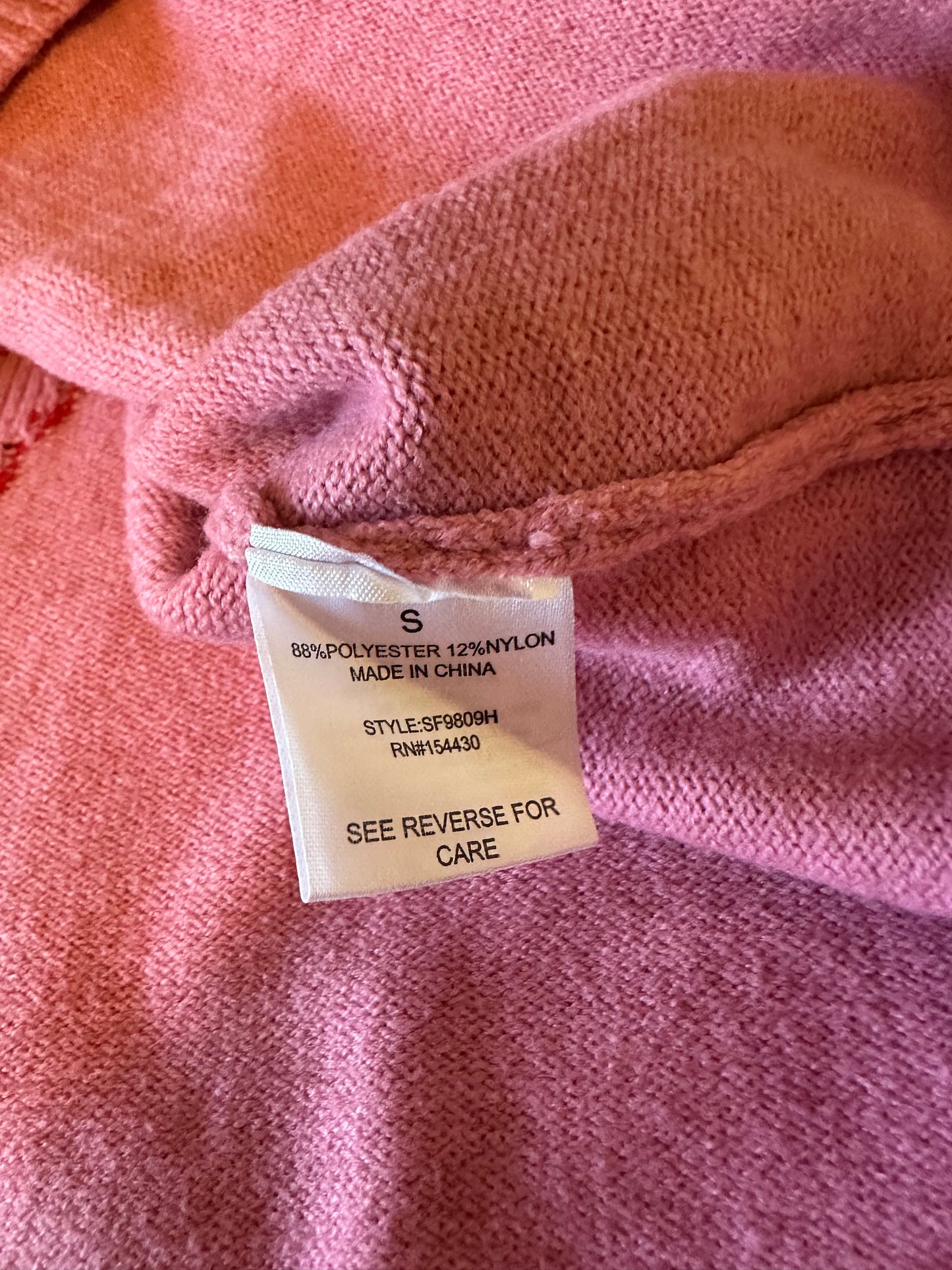 Six/Fifty Heartfelt Hooded Sweater in Pink and Red | Size Small