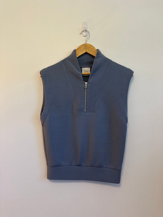 Varley Loretta DoubleSoft Half Zip Blue Sleeveless Sweatshirt Vest | Size XXS