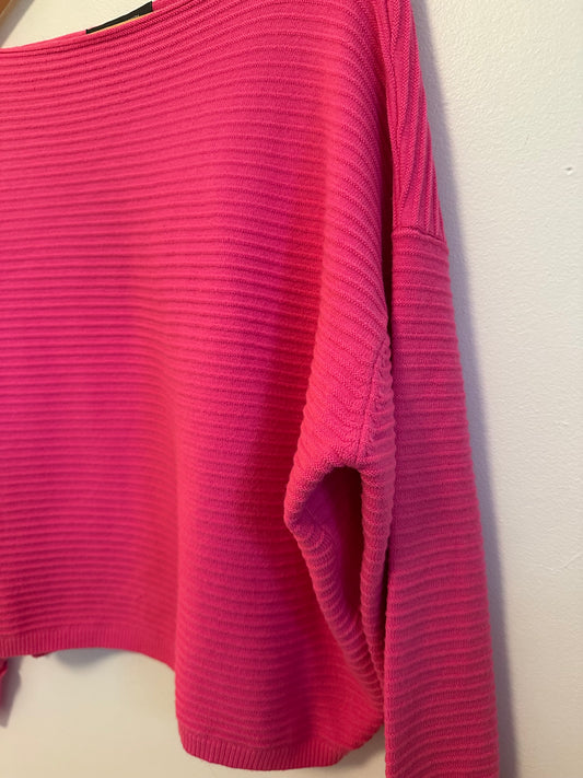 French Connection Babysoft Lena Slash Neck Ribbed Sweater in Pink | Size XS
