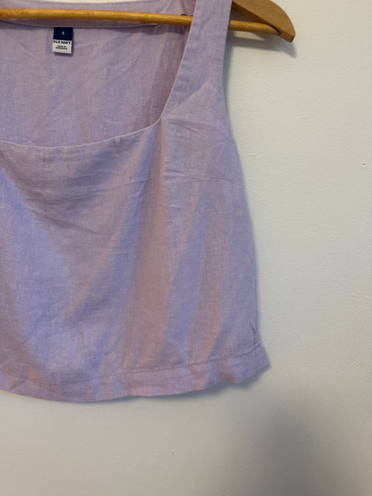 NWT Old Navy Sleeveless Linen-Blend Crop Top in Lavender Aura | Size Small