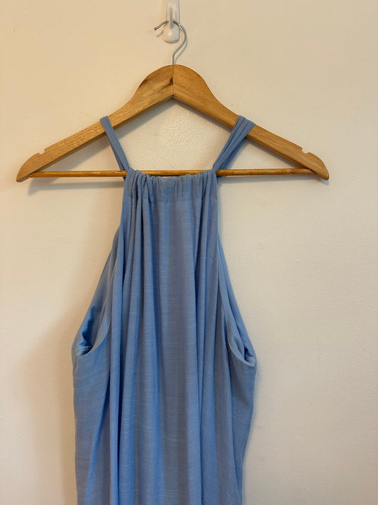 Treasure & Bond Blue Halter Tiered Maxi Dress | Size XL