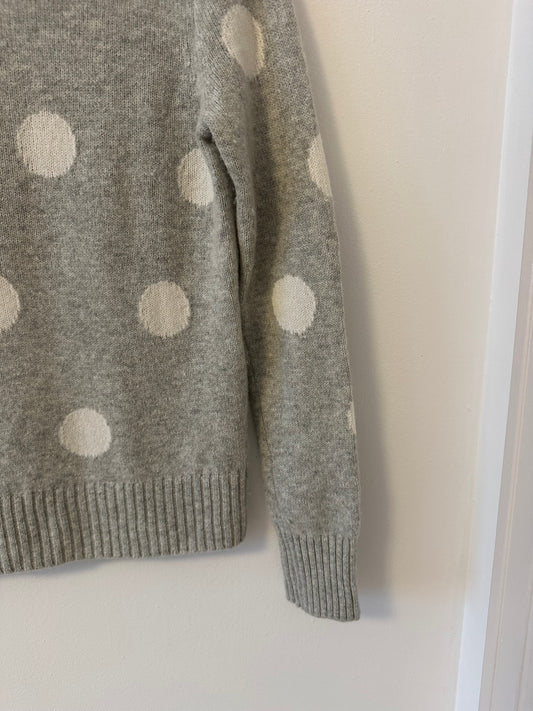 J. Crew Roll Neck Wool Blend Gray and White Polka Dot Sweater | Size XS