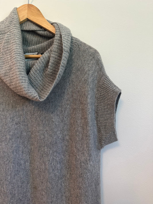 Vince Cashmere Cowl Neck Short Sleeve Gray Sweater | Size XS