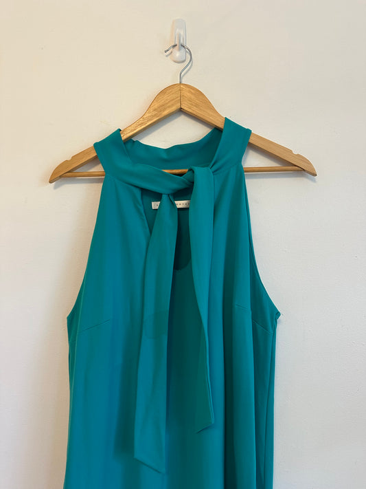 Susana Monaco Teal Tie Neck Halter Shift Mini Dress | Size XL
