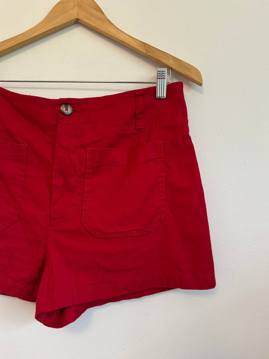 Anthropologie Maeve Colette European Linen Stretch Shorts in Red | Size 31