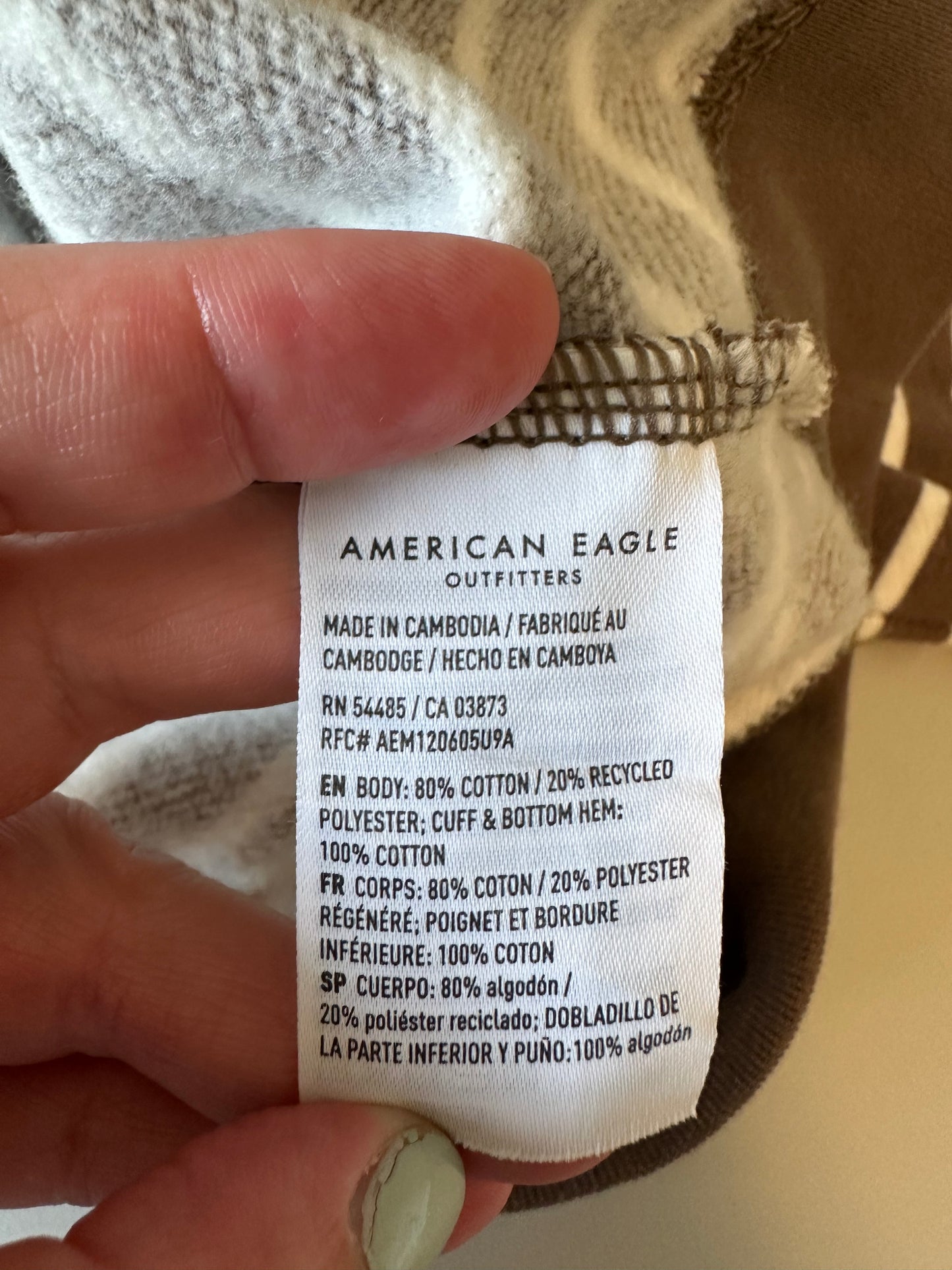 American Eagle Brown and White Stripes Boatneck Sweatshirt | Size XS