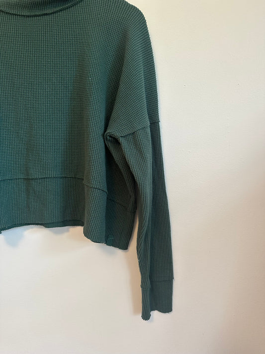 Free People We The Free Green Waffle Thermal Long Sleeve | Size Small