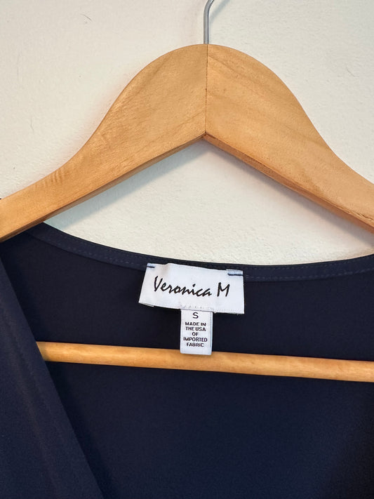 Veronica M Navy Blue Kimono Sleeve Stretch Romper | Size Small