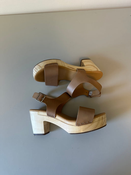 New Nisolo All Day Open Toe Clog in Almond Leather | Size 6.5