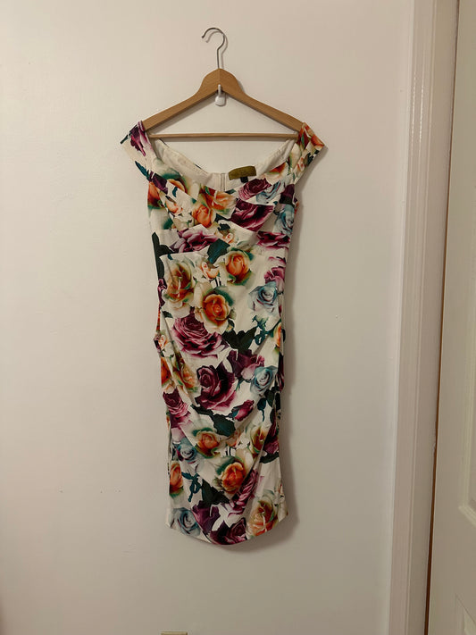 Nicole Miller Garden Bouquet Off The Shoulder Dress | Size 2