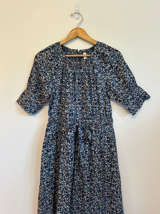 Mirth Cotton Maxi Dress in Navy Floral Print | Size XS