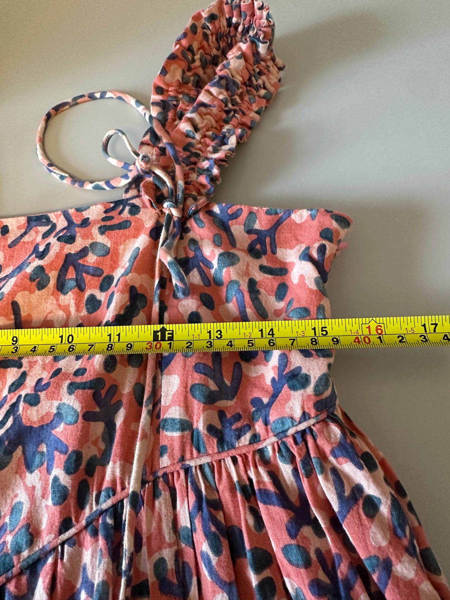 Mirth Coral Floral Midi Dress | Size XS