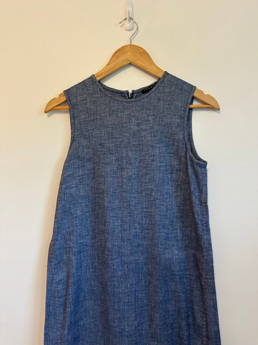 Theory Linen Blend Chambray Denim Shift Dress | Size 4