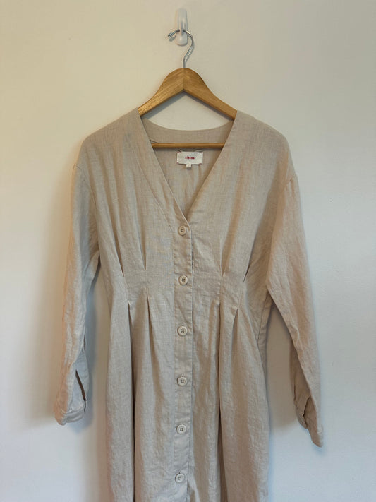 Xirena Tan Linen Lucy Button Front Dress | Size XS