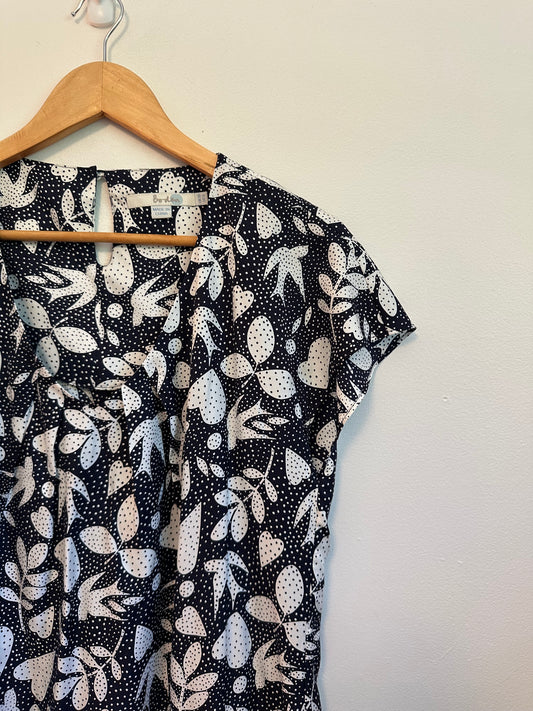 Boden Ravello Silk Blend Navy Patterned Top | Size 6