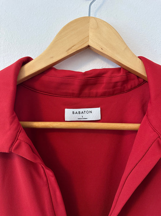 NWT Babaton Red Contour Cropped Polo Shirt | Size Large