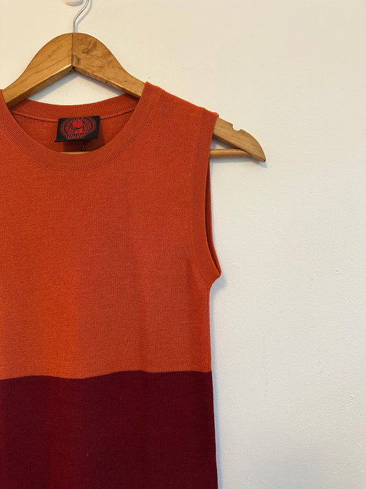 Happy Sheep Silk Cashmere Sleeveless Knit Colorblock Top | Size Large