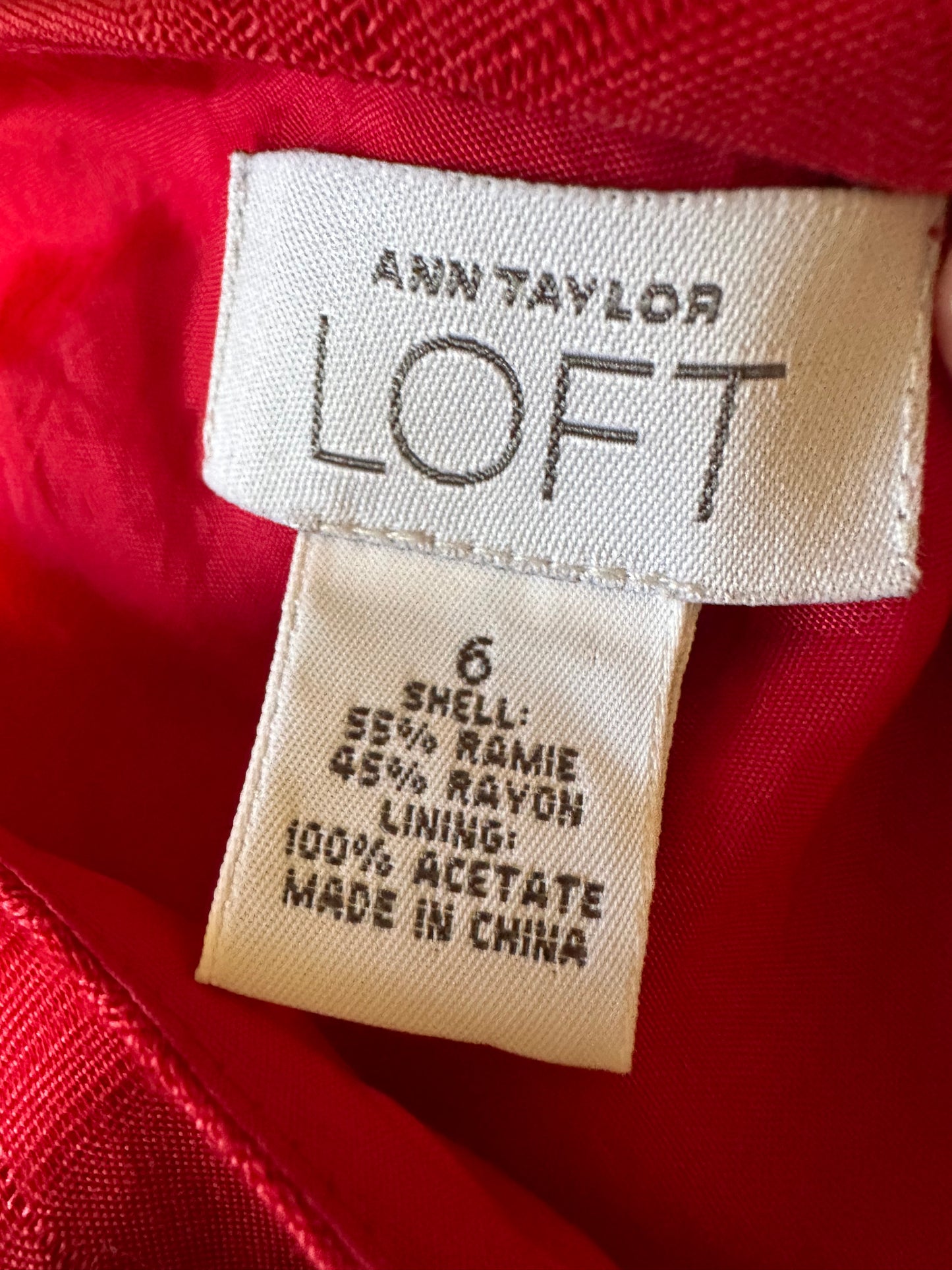 Loft Vintage Bias Cut Sleeveless Red Dress | Size 6