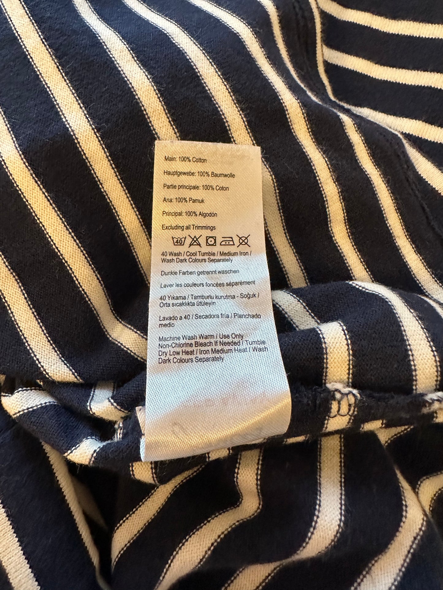 Joules Boatneck Navy and White Stripe T-Shirt Dress | Size 6
