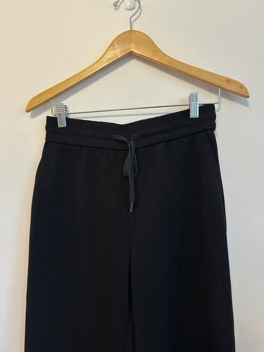 Womens Black Wide Leg Lounge Scuba Knit Drawstring Pants | Size Medium