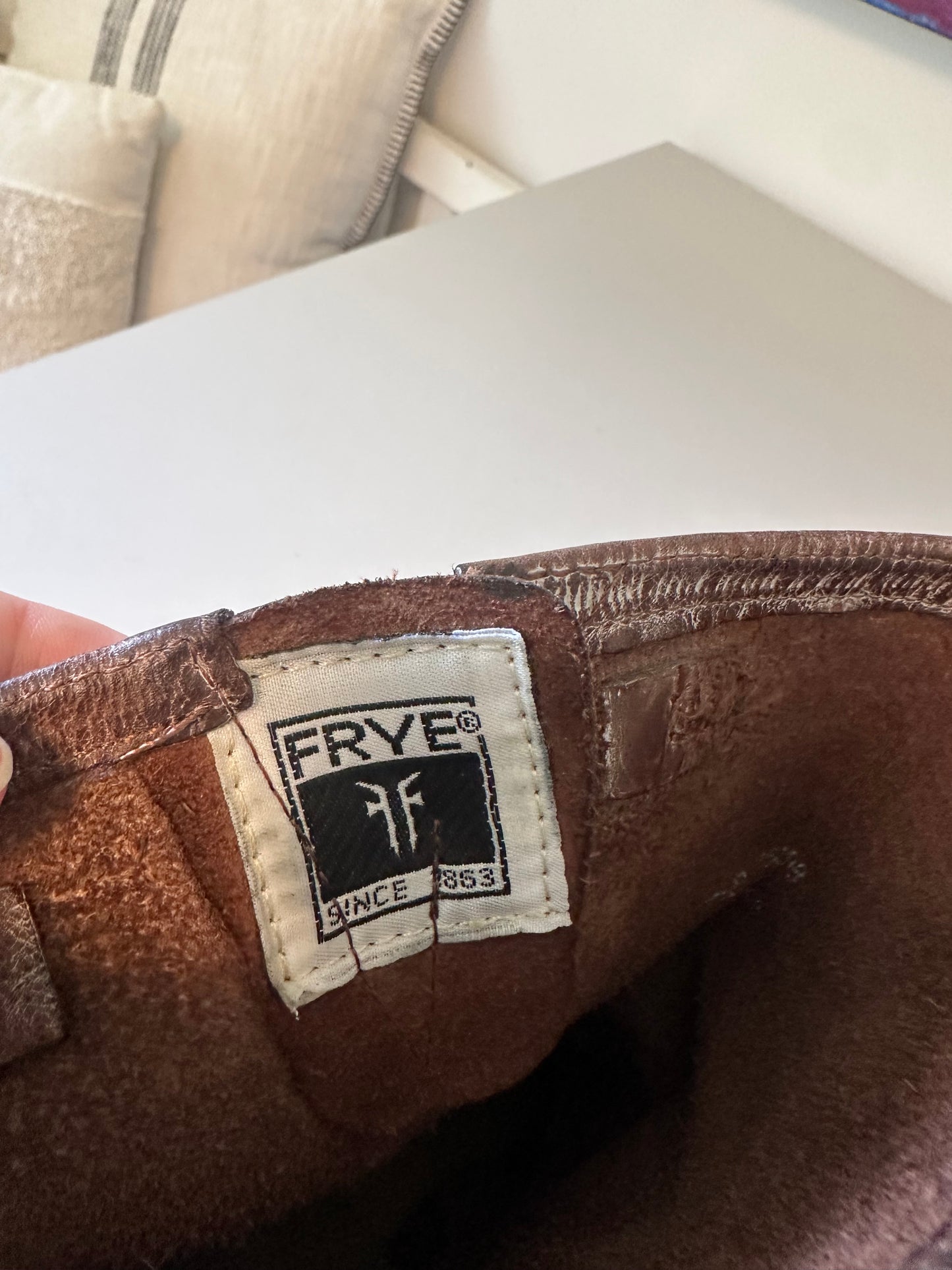 Frye Veronica Brown Distressed Heeled Boots | Size 8