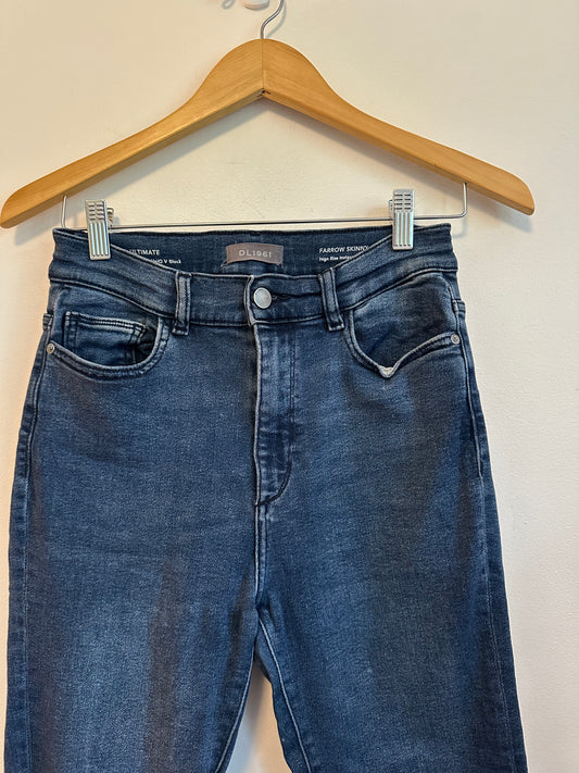 DL1961 Farrow Skinny High Rise Instasculpt Ankle Jeans in Dark Wash | Size 29