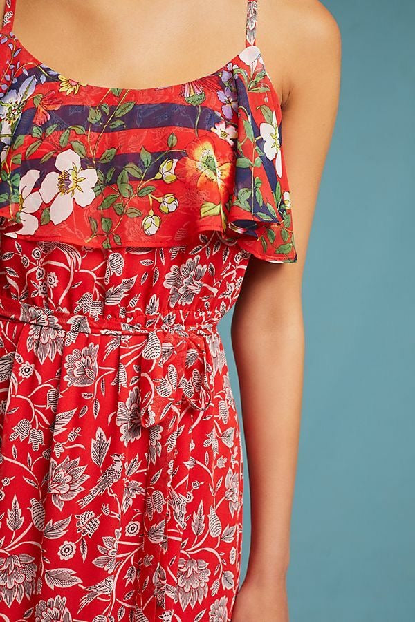 NWT Anthropologie One September Zuri Ruffle Midi Dress | Size Small