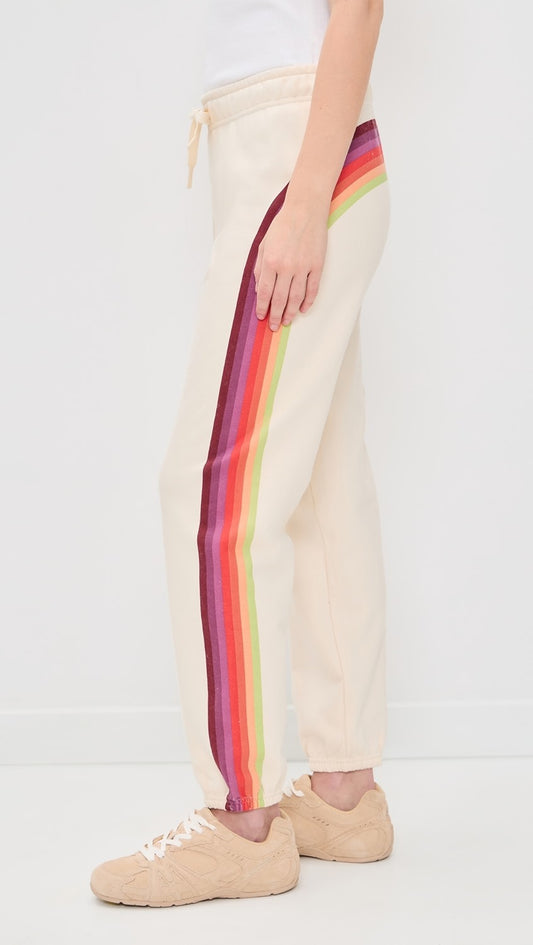 Marine Layer Cloud 9 Sweatpants in Antique White Stripe | Size Medium