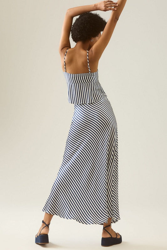 Rue Sophie Viv Striped Skirt in Navy Blue and White | Size Medium