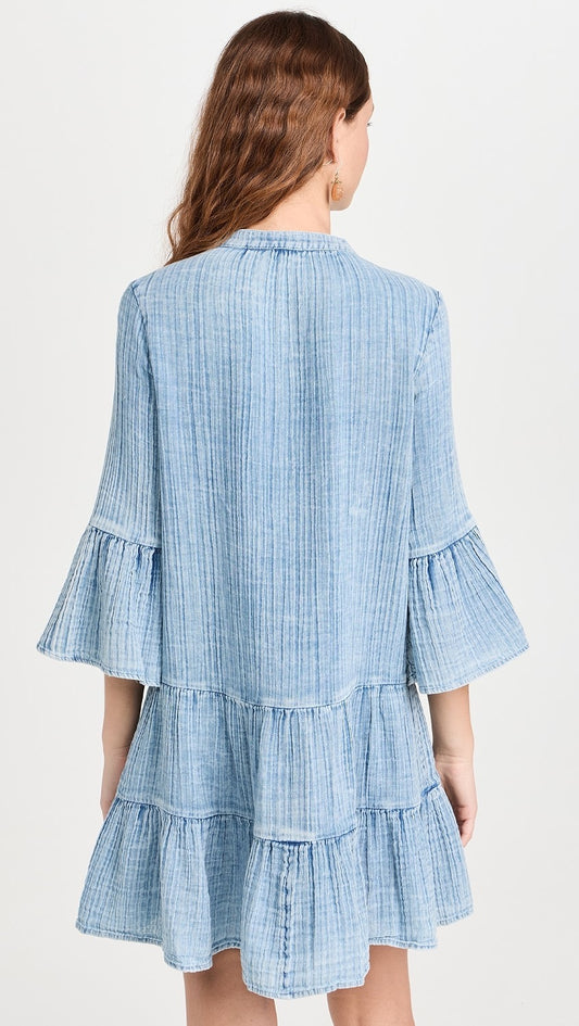 Faherty Dream Kasey Dress in Light Indigo Wash | Size Small