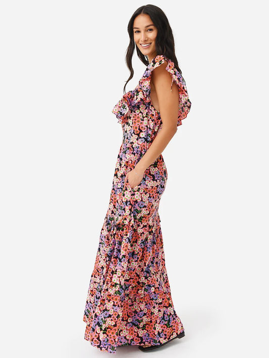 NWT Banjanan Cotton Floral Iggy Maxi Dress | Size Large