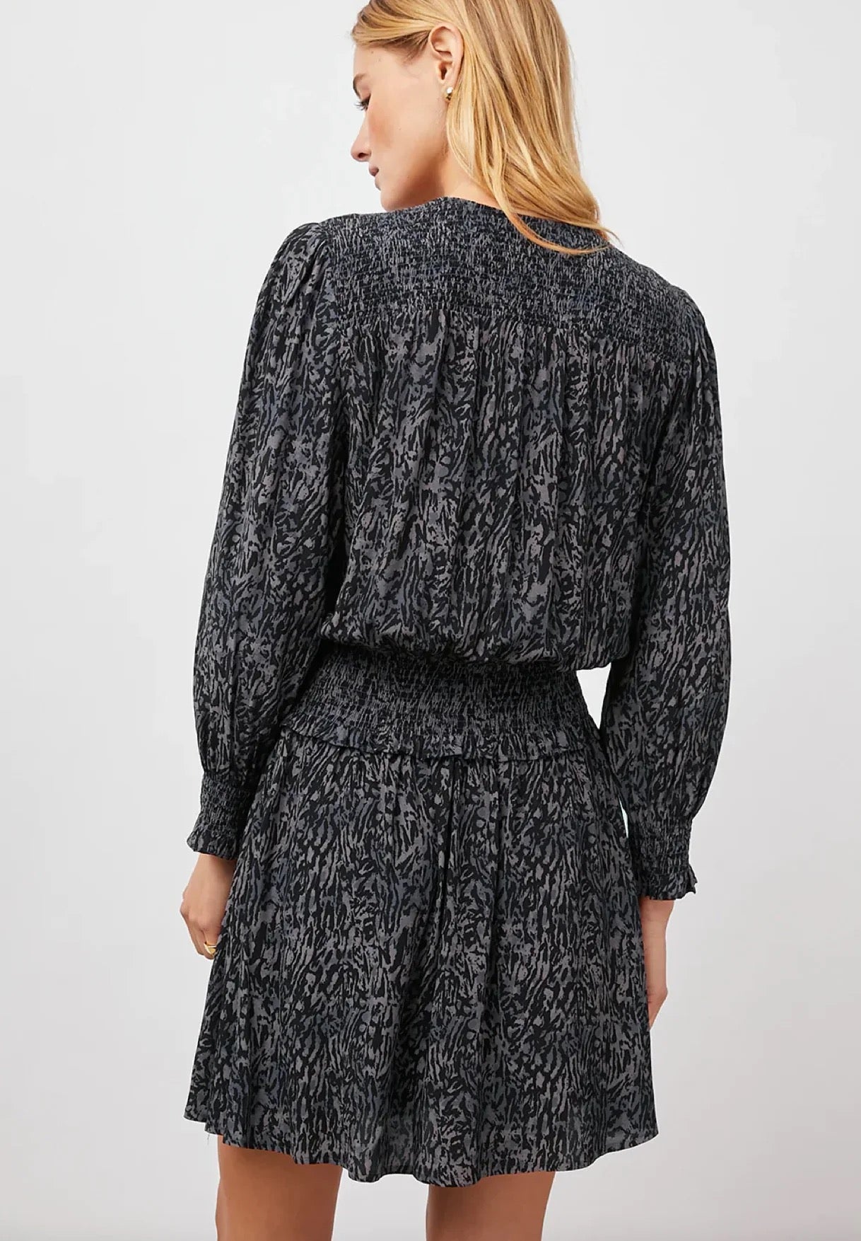 Rails NWT Zana Mini Dress in Abstract Charcoal Animal Print | Size Small