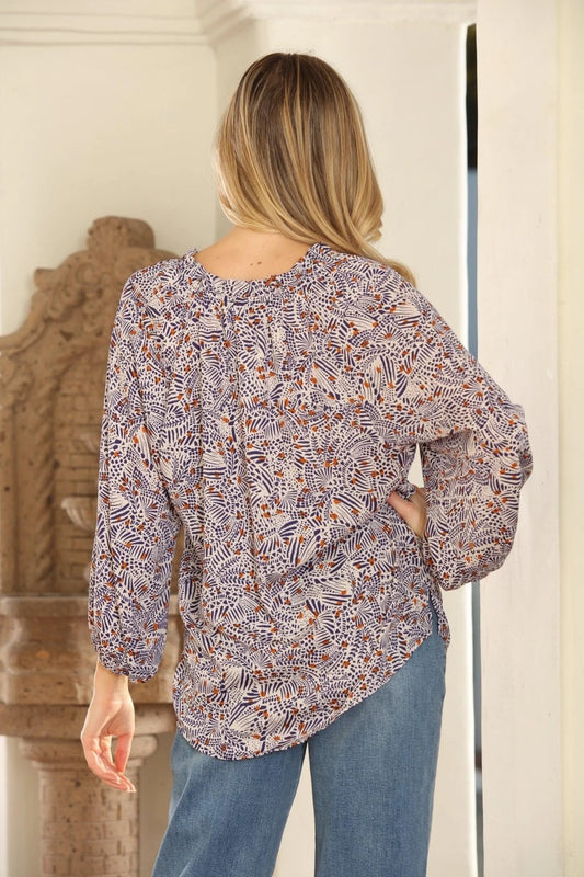 Veronica M Ornella Split-Neck Blouse | Size Large