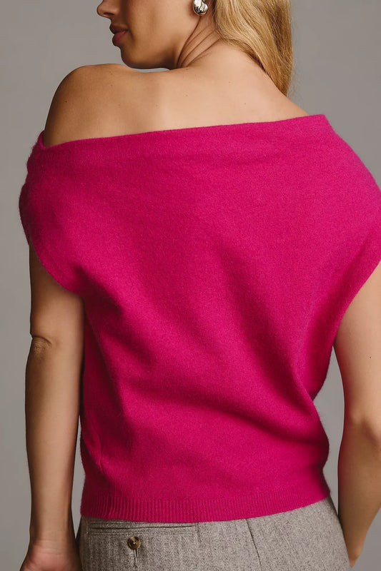 ASTR The Label Devin Wide-Neck Sweater in Pink | Size Medium