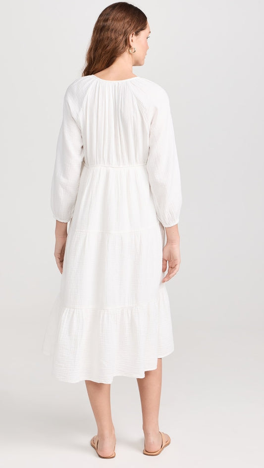 NWT Faherty Dream Cotton Gauze Sirene Dress in White | Size Small