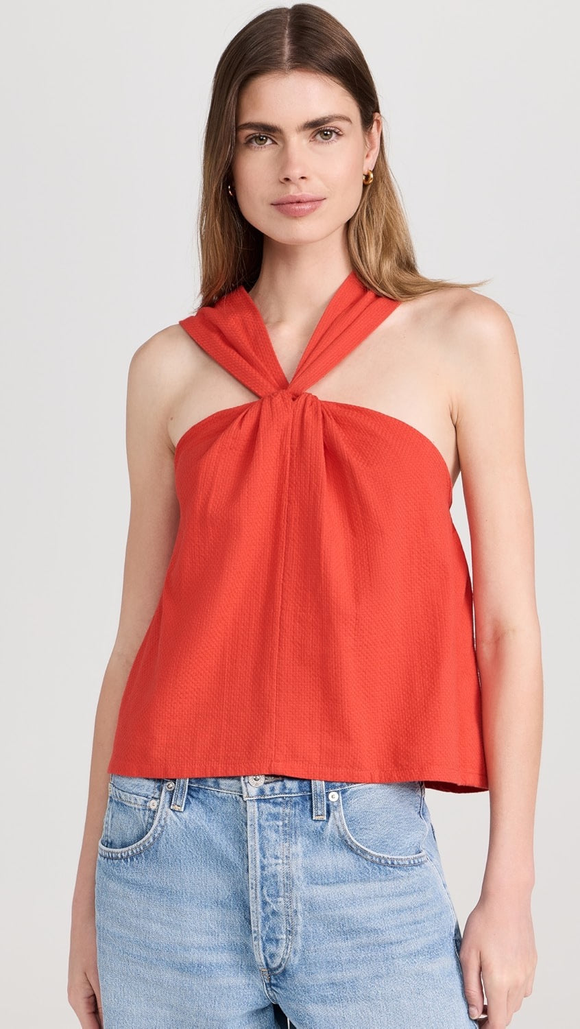 NWT Faherty Bay Twist Top in Poppy Red | Size XL