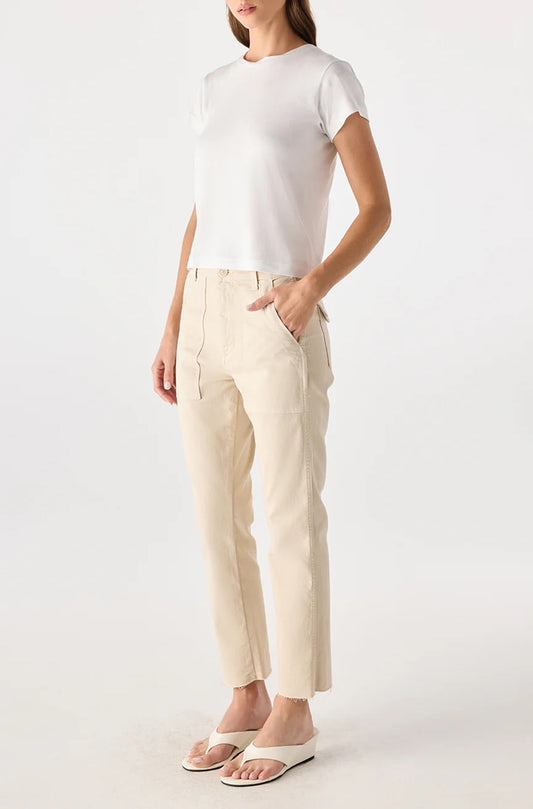 AMO Denim Easy Army Trouser in Dove Off-White Raw Hem Utility Pants | Size 29