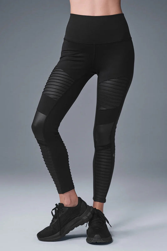 Alo Yoga 7/8 High-Waist Moto Legging in Black | Size XS