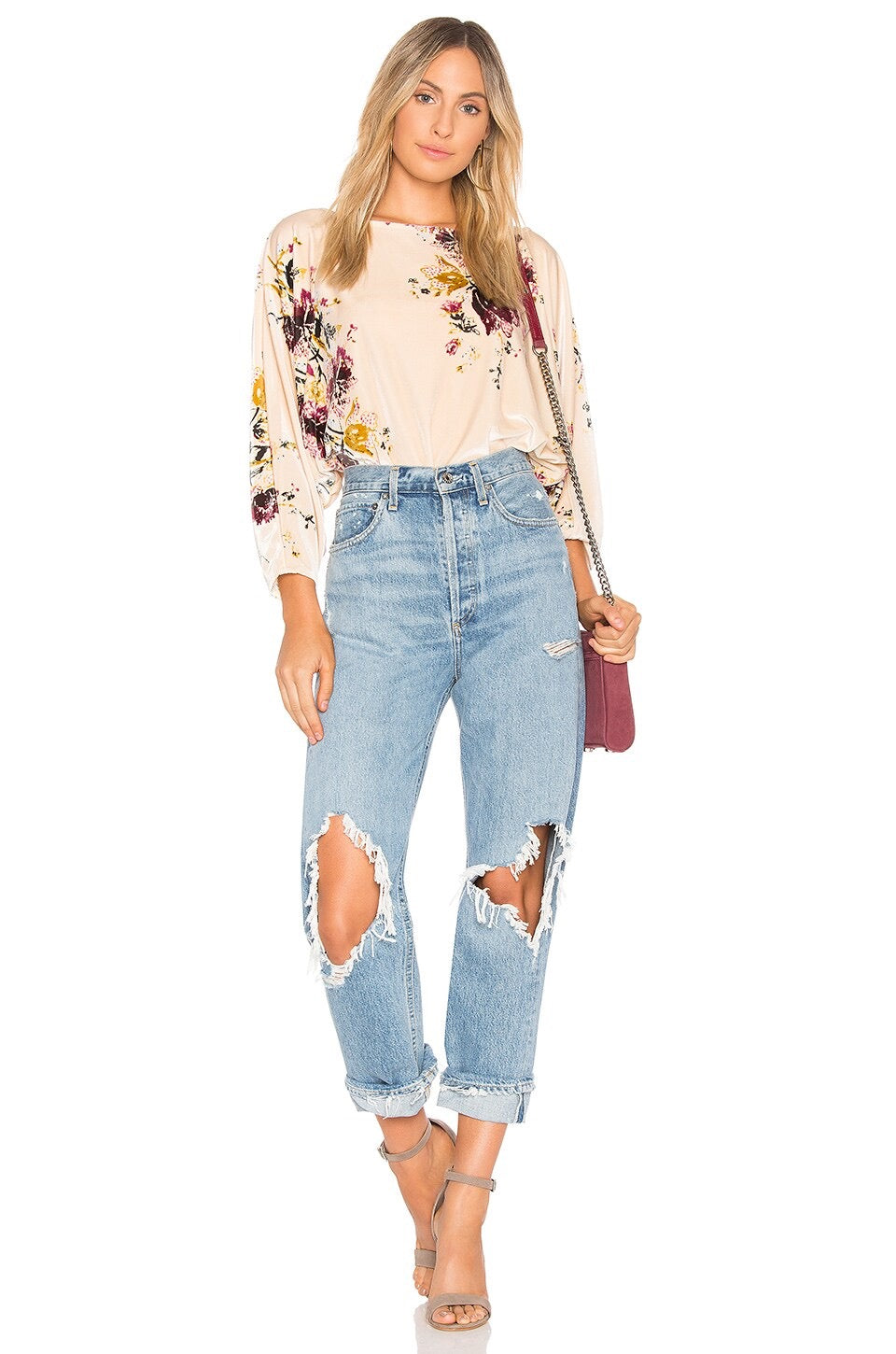 Free People Velvet Slouchy Babe Bodysuit in Neutral Combo | Size XS
