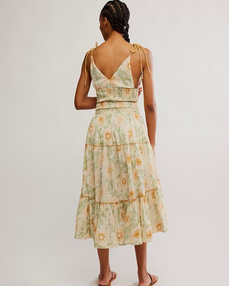 NWT Free People Adriel Midi Dress in Ivory Combo | Size Medium