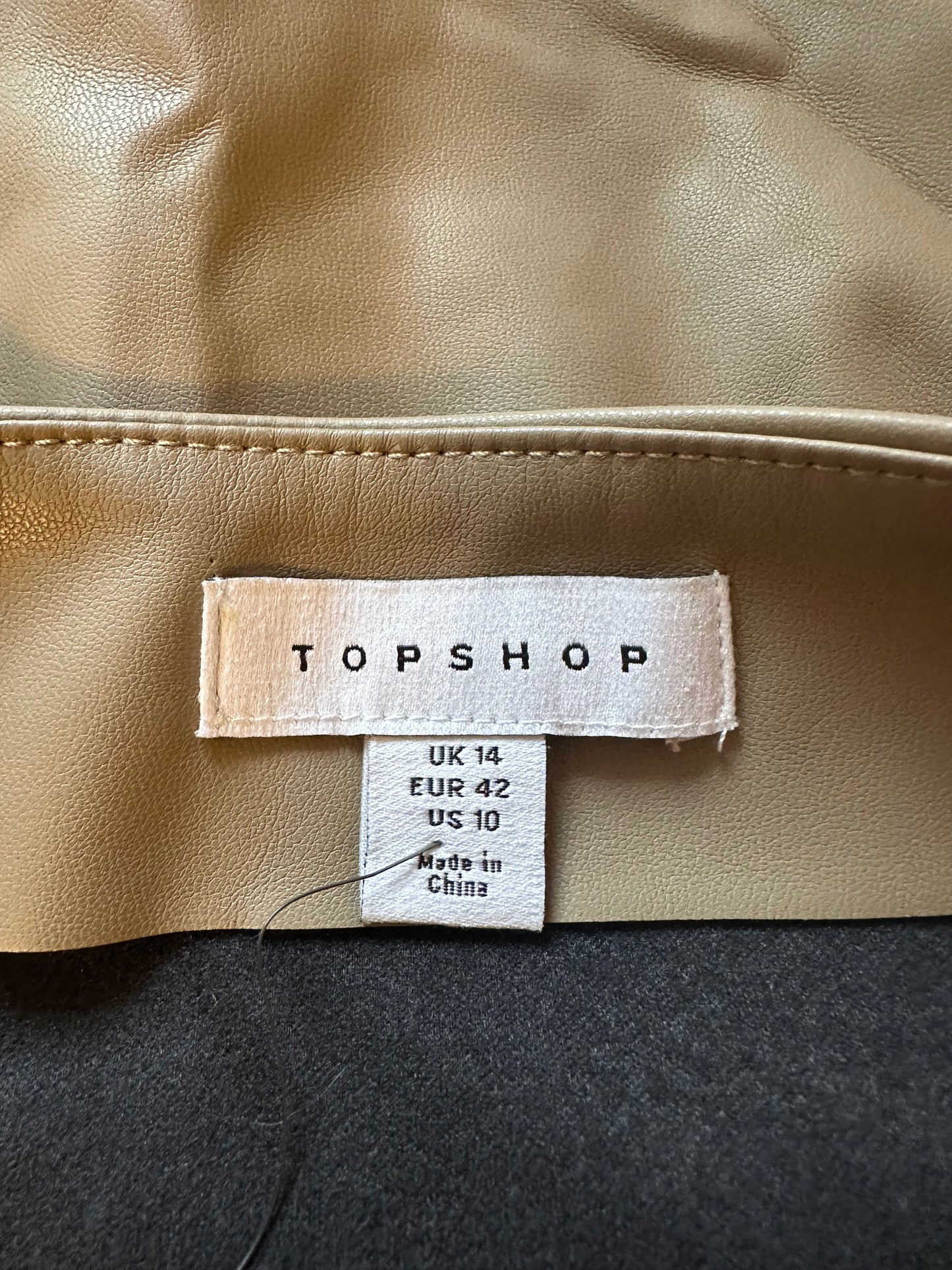 Topshop Faux Leather Tan Pencil Midi Skirt | Size 10