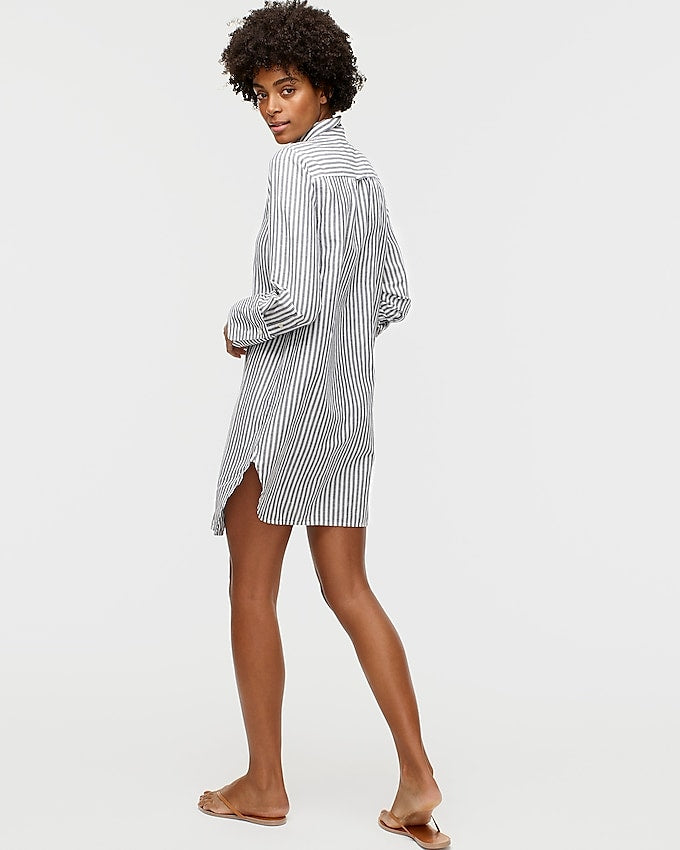 J. Crew Classic-fit Beach Shirt in Striped Linen-Cotton Blend - Size Small