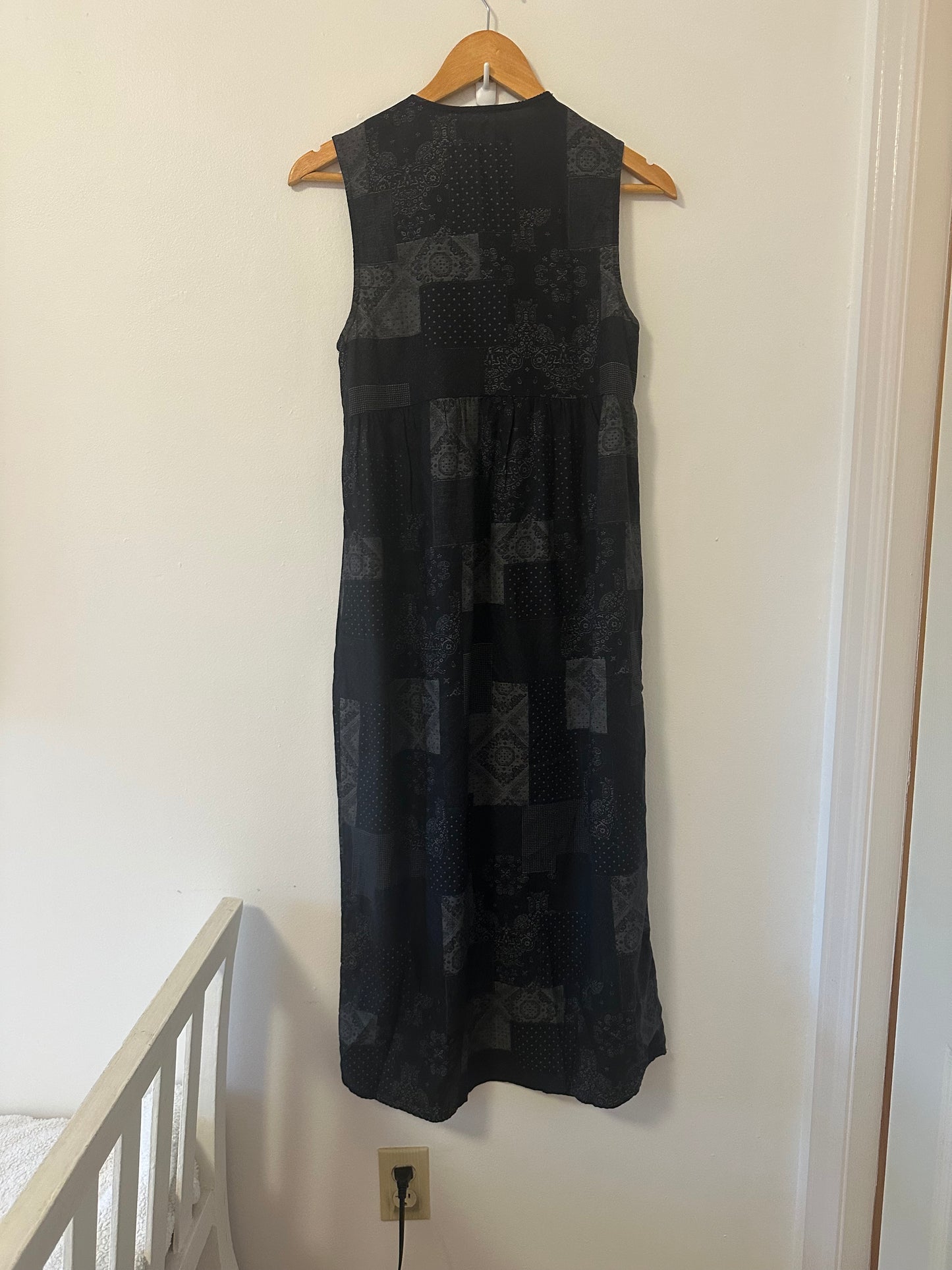 NWT James Perse Black Patchwork Cotton Maxi Dress - Size 1 (Small)