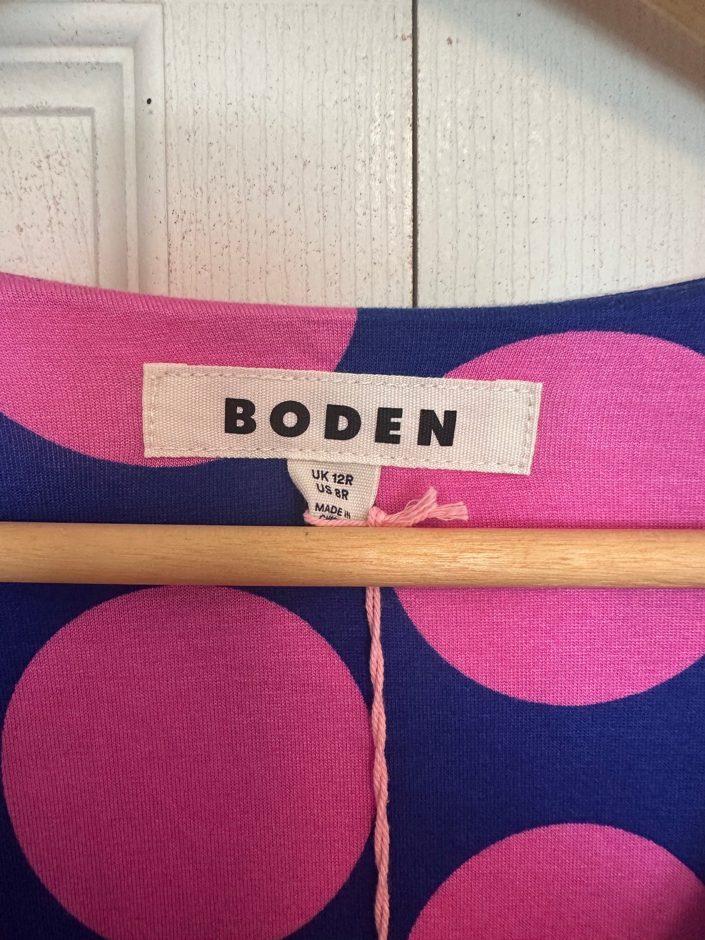 NWT Boden Daphne Jersey Maxi Dress in Pink Tourmaline, Large Spot - Size 8