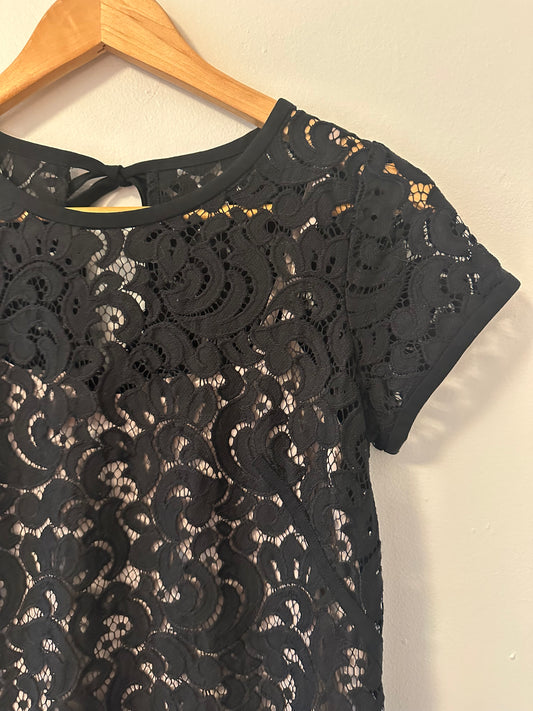 LOFT - Black Lace Mini Dress | Size 2P