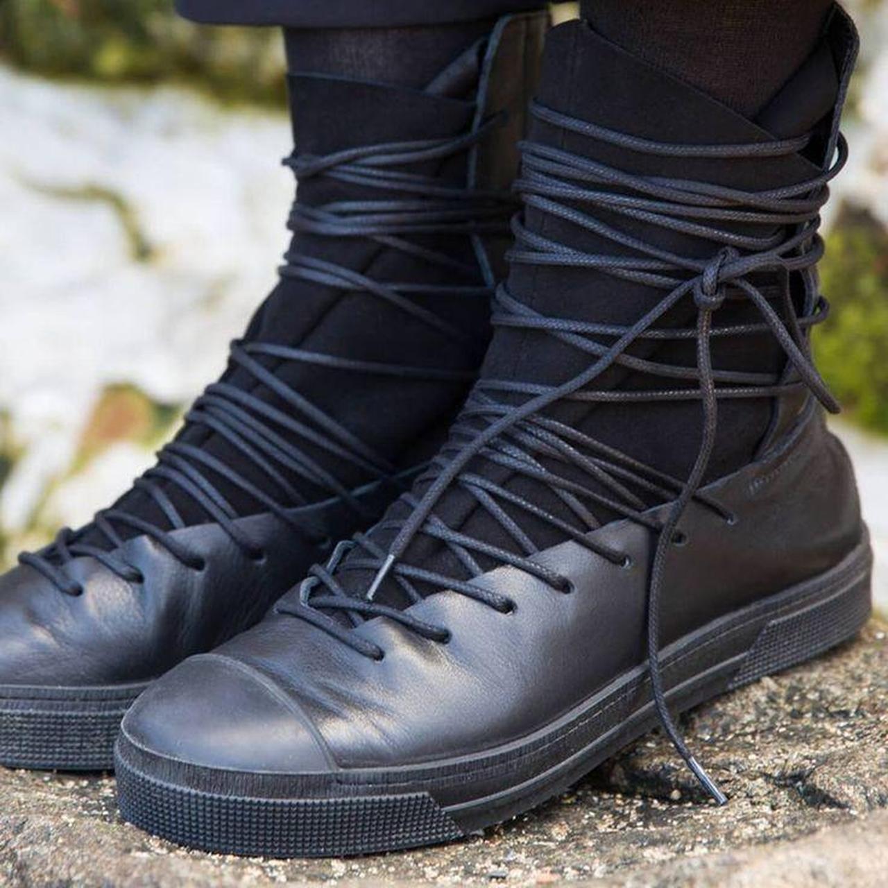 Marcella NYC - Alicia Black Lace-Up Women's Boots with Sneaker Sole and Zipper | Size 8