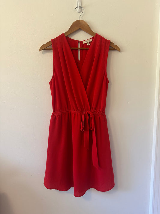 Monteau Red Wrap Tie Front V-Neck Mini Dress | Size Medium